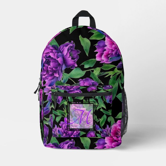 Romantische lila magenta rosa Aquarellbäume Bedruckter Rucksack (Vorderseite)