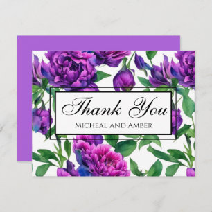 Romantische lila magenta rosa Aquarellbäume Dankeskarte