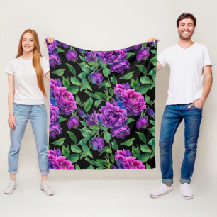 Romantische lila magenta rosa Aquarellbäume Fleecedecke