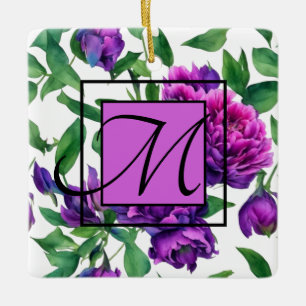 Romantische lila magenta rosa Aquarellbäume Keramikornament