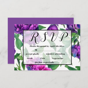 Romantische lila magenta rosa Aquarellbäume RSVP Karte