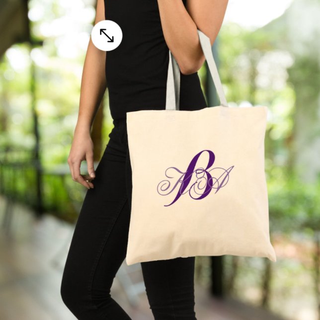 Romantische lila ombre lila Monogramme überhängend Tragetasche (romantic lilac ombre purple monograms bridesmaid tote bag)