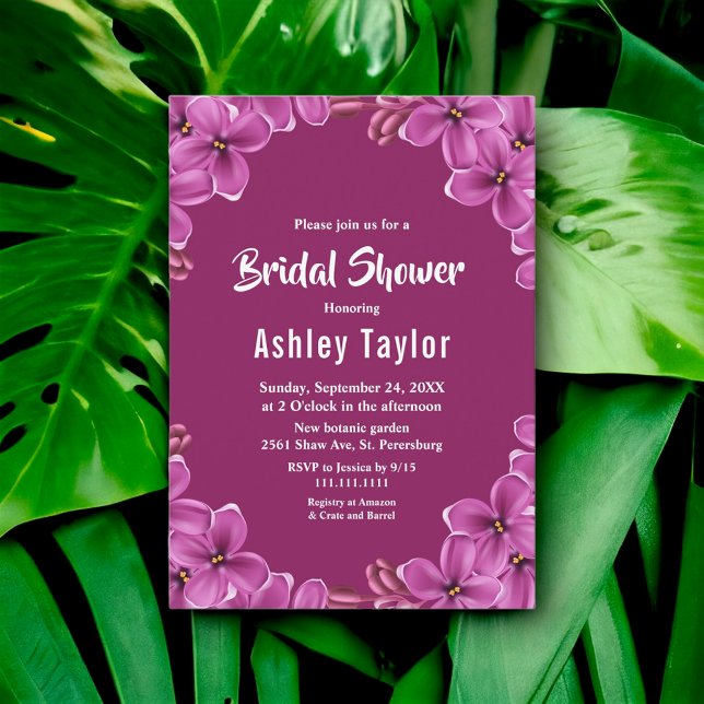 Romantische Lila Orchideen Rose Blumenkraut Brautp Einladung (Von Creator hochgeladen)