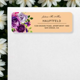 Romantische Lila Peach Floral Return Address Label