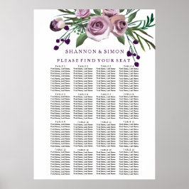Romantische Lila Pflaumenblume Hochzeitstabelle Poster