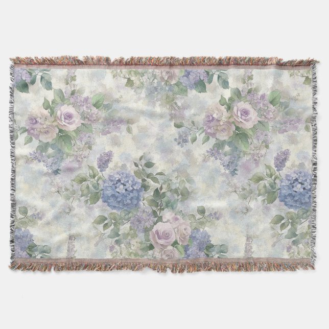 Romantische lila rosa Blumen Decke (Vorderseite)