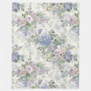 Romantische lila rosa Blumen Fleecedecke