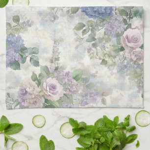 Romantische lila rosa Blumen Geschirrtuch