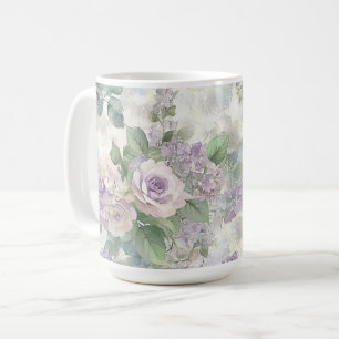 Romantische lila rosa Blumen Kaffeetasse