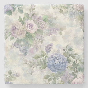 Romantische lila rosa Blumen Steinuntersetzer