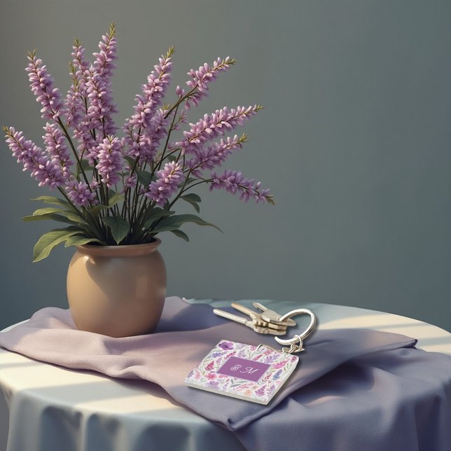 Romantische lila rosa Pastel Botanischer Frühlings Schlüsselanhänger (Von Creator hochgeladen)