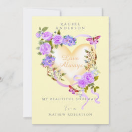 Romantische Lila Rose Gelbe Valentinkarte Feiertagskarte