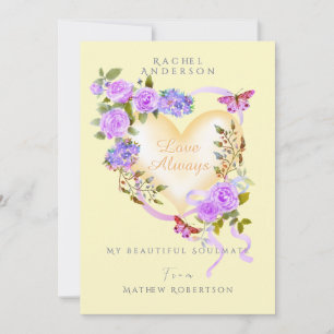 Romantische Lila Rose Gelbe Valentinkarte Feiertagskarte
