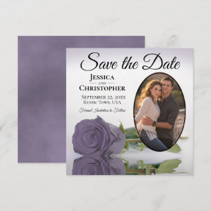Romantische Lila Rose mit Oval Foto Hochzeit Save The Date