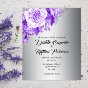 Romantische Lila Rose zur Silver Budget Wedding Flyer