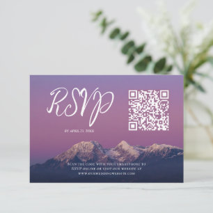 Romantische lila Sonnenuntergang Schneeberge Hochz RSVP Karte