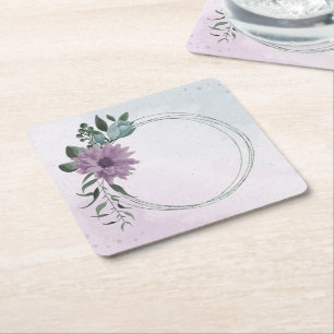 romantische lila und blaue Blumen Rechteckiger Pappuntersetzer