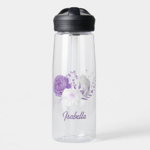 Romantische lila und weiße Blume Trinkflasche