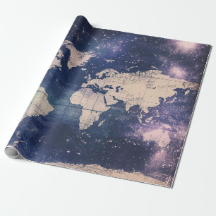 Romantische lila Vintage-Astronomiekarte Geschenkpapier