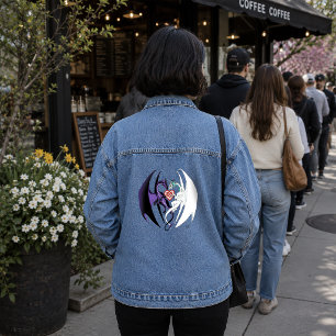 Romantische lila weiße Fantasy-Drachen Liebe Blau Jeansjacke