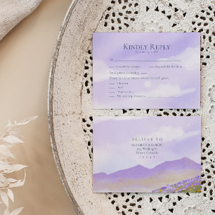 Romantische LIlac Night Landscape Wedding RSVP Car Dankeskarte