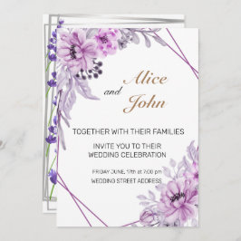Romantische Lilac- und Lila Lavendelhochzeit Einladung