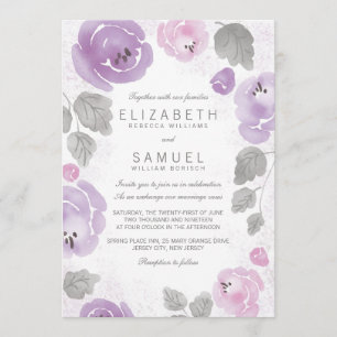 Romantische Lilac Watercolor Rose Hochzeit Einladu Einladung