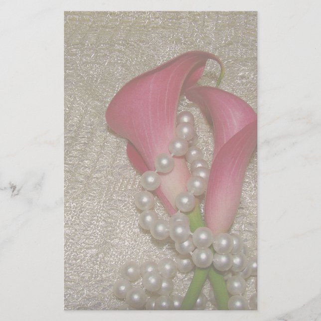 Romantische Lilies & Pearls Magie Briefpapier (Vorderseite)
