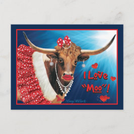 Romantische Longhorn Kuh Valentine Postkarte