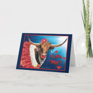 Romantische Longhorn-Kuh zum Valentinstag Karte