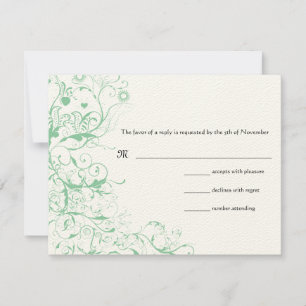Romantische Love Bird Mint Wedding RSVP Karte