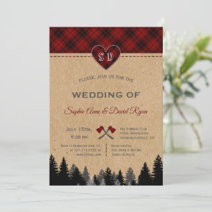 Romantische Lumberjack Jill Red Buffalo Barn Weddi Einladung