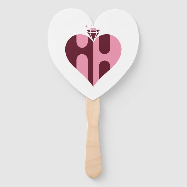Romantische Luxus-HH-Monogramm-Hochzeit Fächer (Vorderseite)
