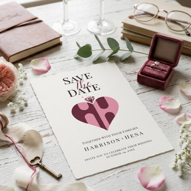 Romantische Luxus-HH-Monogramm-Hochzeit Save The Date (Von Creator hochgeladen)