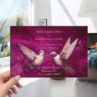 Romantische Magenta und weiße Hummingbirds Hochzei