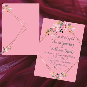 Romantische magische Hochzeit in Rosa  Einladung