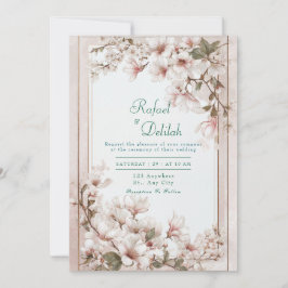 Romantische Magnolia-Blossom-Hochzeit Einladung