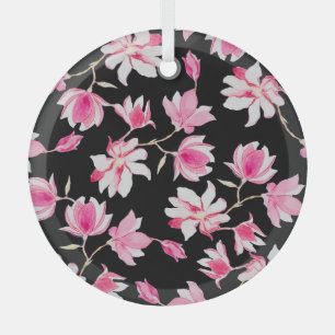 Romantische Magnolien: Schwarzes Wasser Ornament Aus Glas