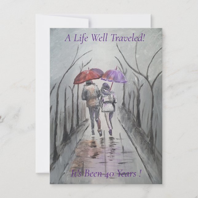 Romantische Malerei 40. Hochzeitstag Einladung (Vorderseite)