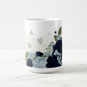 Romantische Marinebarre und dustige blaue Blumen Kaffeetasse