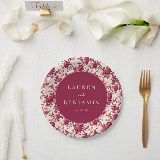 Romantische marineblaue Blumen Pappteller (Hochzeit)