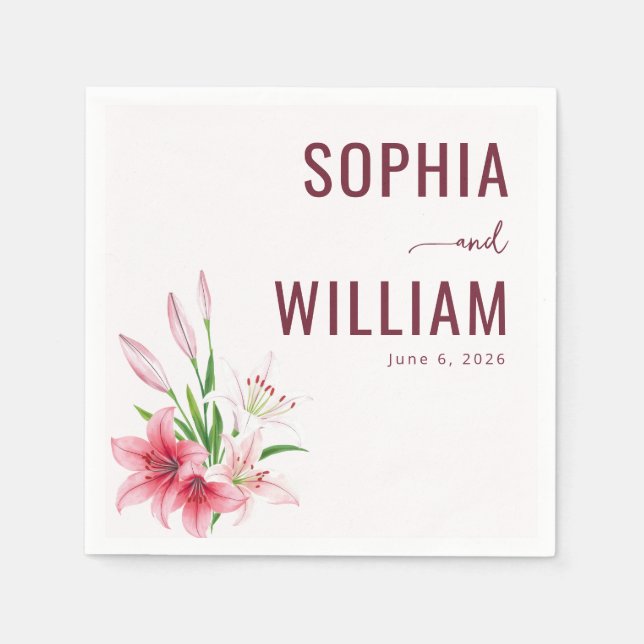 Romantische marineblumen Lilien Serviette (Vorderseite)