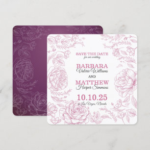 Romantische Maroon- und White-Save the Date-Karte Save The Date