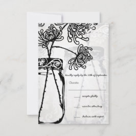 Romantische Mason Jar Shadows Damask Wedding RSVP Karte