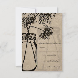 Romantische Mason Jar Shadows Damask Wedding RSVP Karte