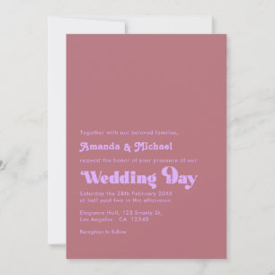 Romantische Mauve- und Roségold-Typografie-Hochzei Einladung