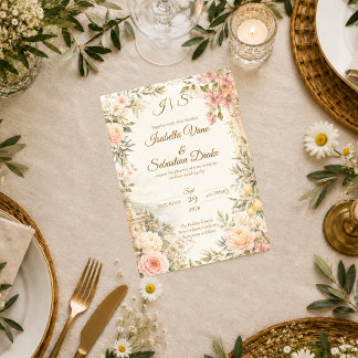Romantische mediterrane Hochzeit Einladung