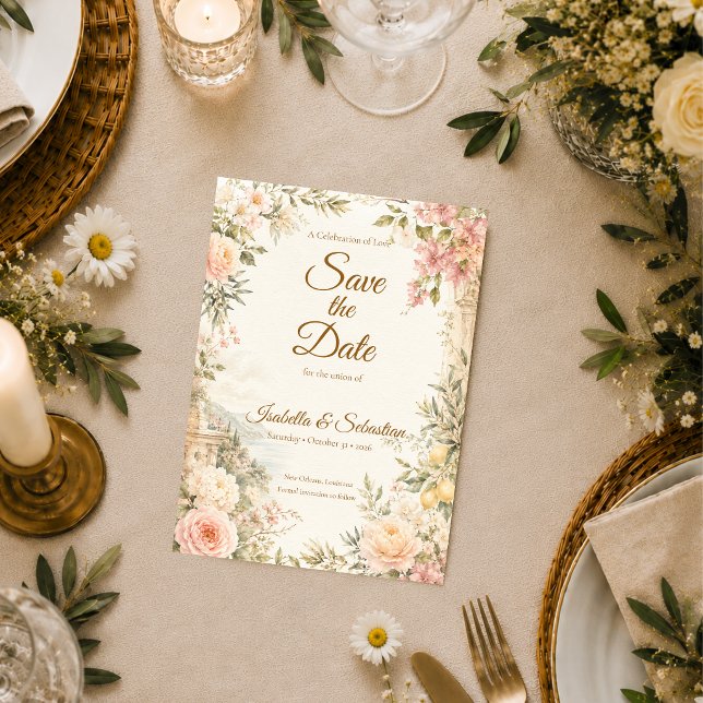Romantische mediterrane Hochzeit Save The Date (Von Creator hochgeladen)