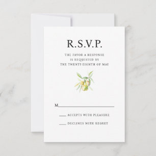 Romantische mediterrane Wasserfarbenhochzeit RSVP Karte