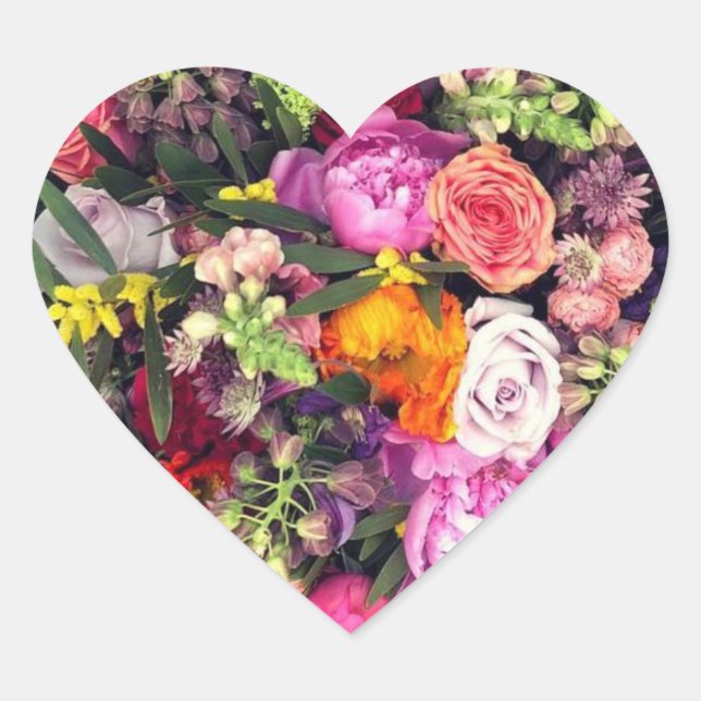 Romantische mehrfarbige Hochzeit der Flora Herz-Aufkleber (Vorderseite)
